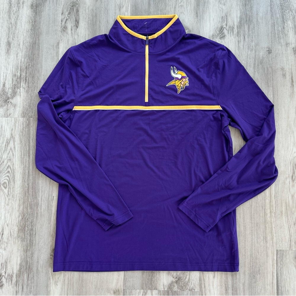 NFL Minnesota Vikings Purple and Yellow Team Apparel Pullover Quarter Zip
